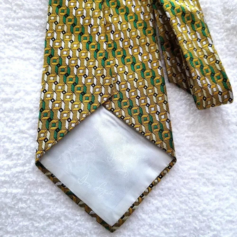 Vintage 50s Don Loper Golden Green Stripe Tie 59